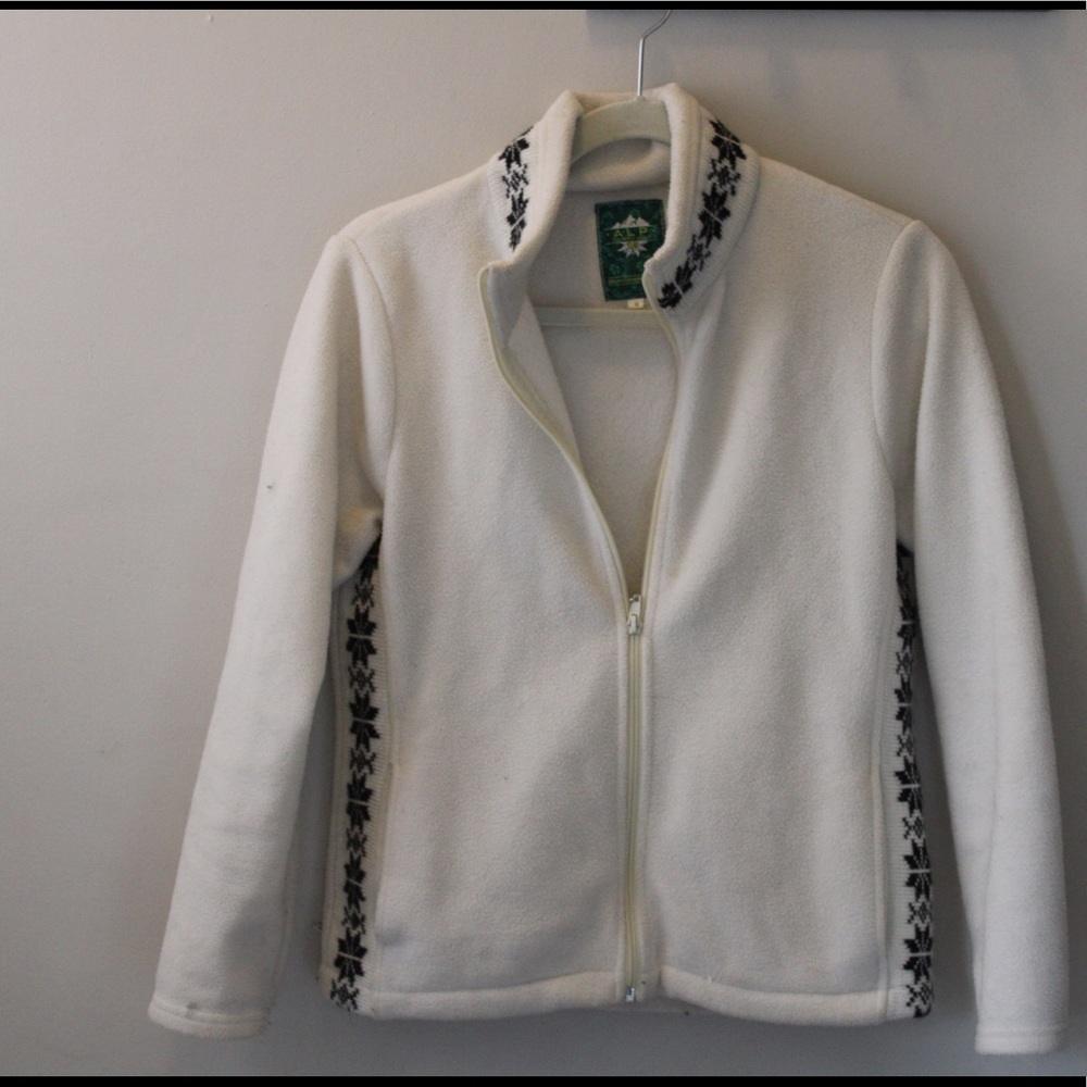 Women’s retro snowflake fleece white size s